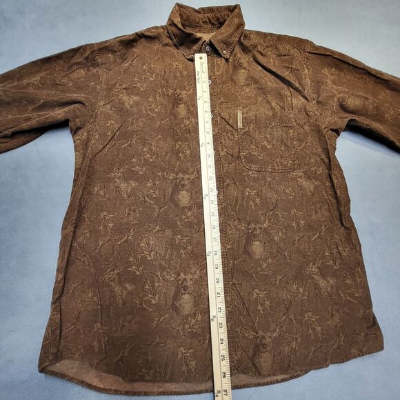 Legendary WhiteTails Corduroy Shirt Mens L Brown Deer Embossed Button Up - Picture 5 of 8